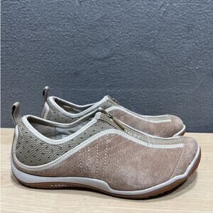 Merrell Lorelei Leather Zip-Front Athletic Shoes Brown Suede Womens Size 7.5